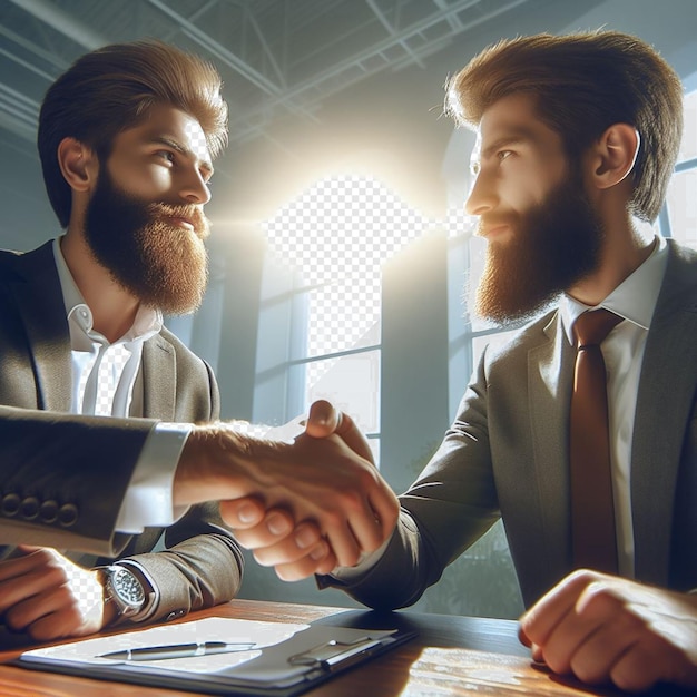 PSD hyperrealistc handshake isolated on transparent background