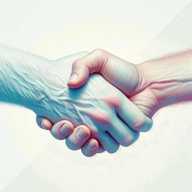 Hyperrealistc handshake isolated on transparent background