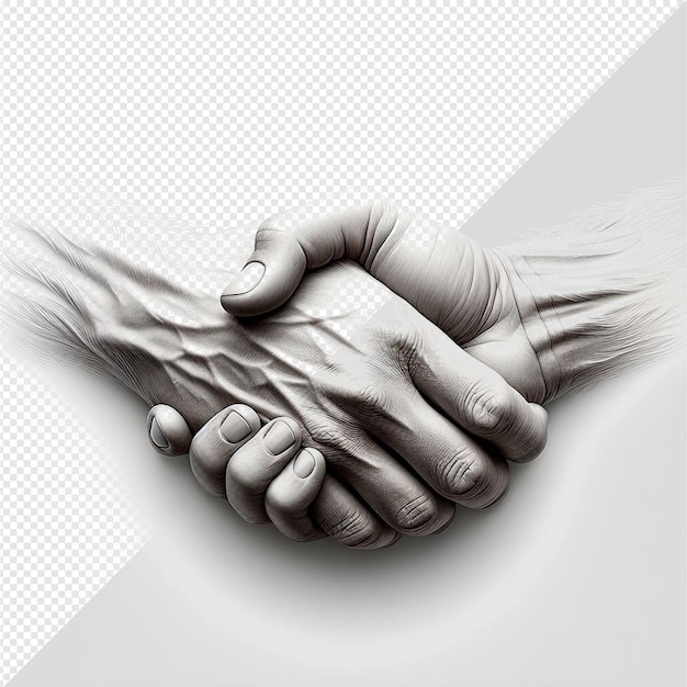 PSD hyperrealistc handshake isolated on transparent background