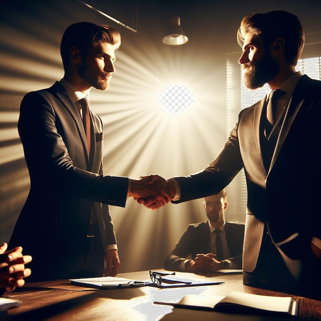 Hyperrealistc handshake isolated on transparent background