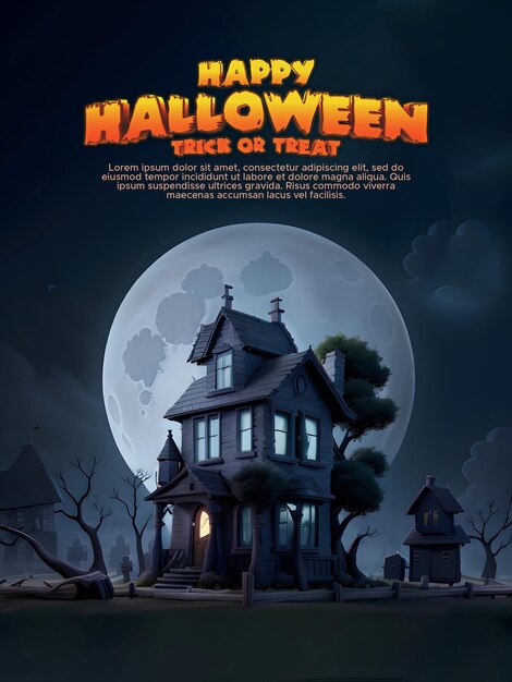 PSD hyperrealistic 3d minimalistic halloween dwelling