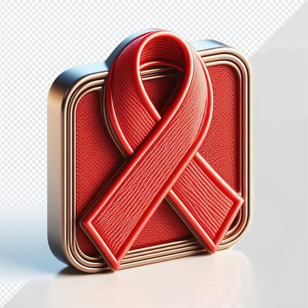 Hyperrealistic awareness red ribbon world aids symbol isolated transparent background