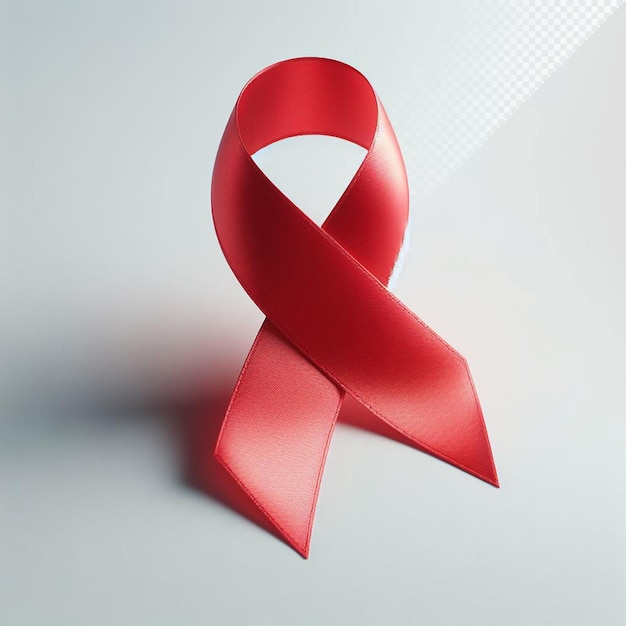 PSD hyperrealistic awareness red ribbon world aids symbol isolated transparent background