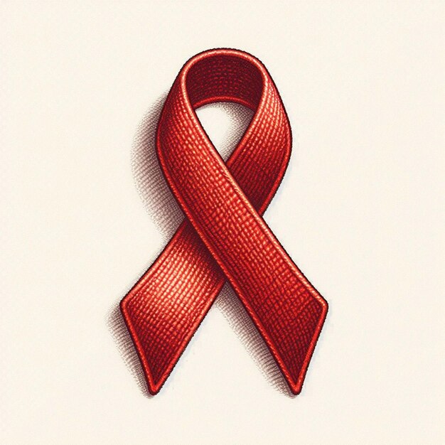 Hyperrealistic awareness red ribbon world aids symbol isolated transparent background