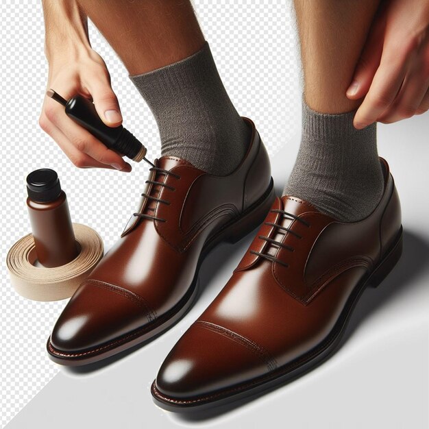 PSD 초현실적인 갈색 남성 신발  고립 투명한 배경 모형