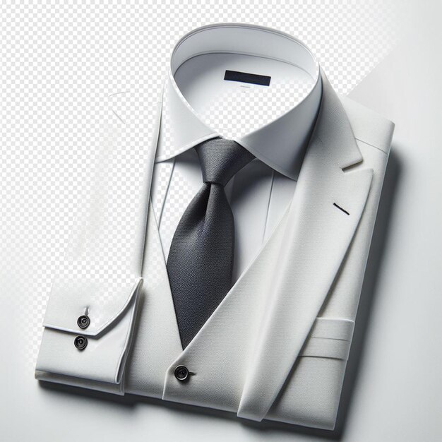 Hyperrealistic classic black white shirt tailored suit isolated transparent background mockup