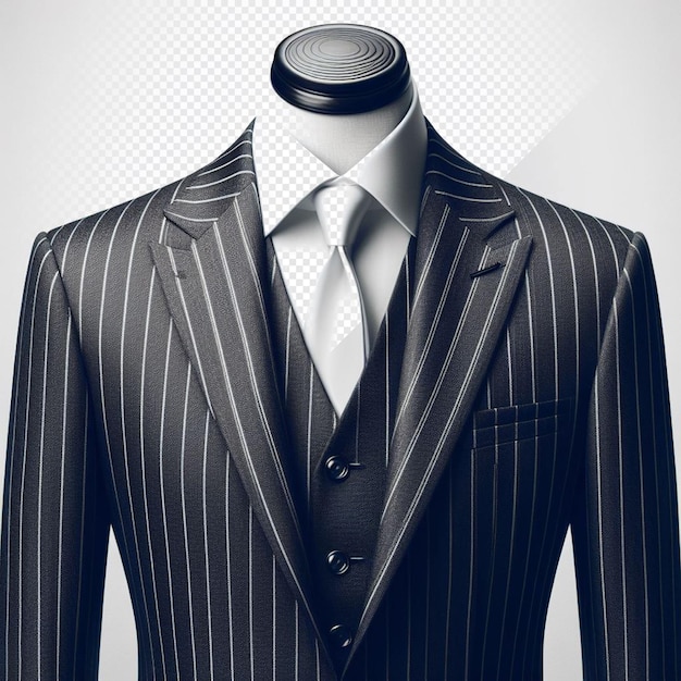PSD hyperrealistic classic black white tailormade tailored suit isolated transparent background mockup
