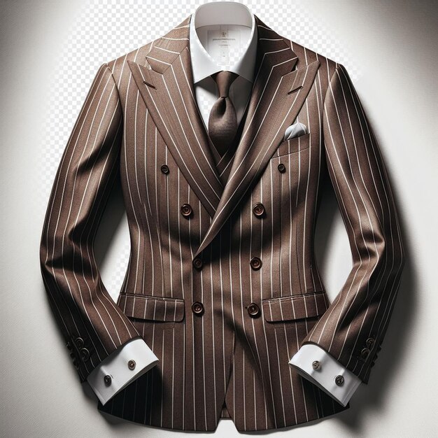 PSD hyperrealistic classic brown tailormade tailored suit isolated transparent background mockup