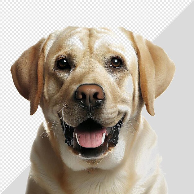 Ritratto iperrealistico di un animale domestico o di un cane isolato sullo sfondo trasparente