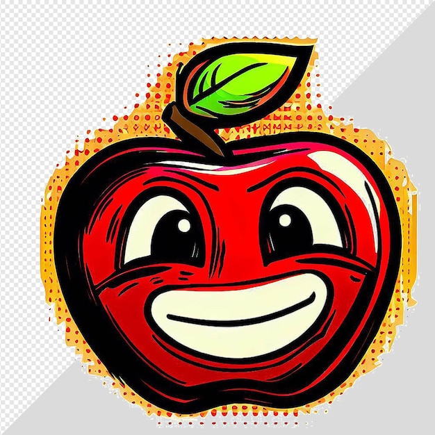 PSD hyperrealistic fresh red colorful apple fruit vector illustration isolated transparent background