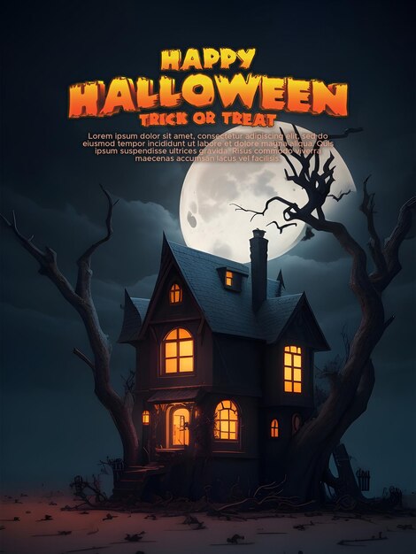 PSD hyperrealistic halloween retreat in minimal 3d