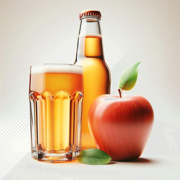 PSD hyperrealistic healthy fruit nutrition apple juice orange juice illustration transparent background