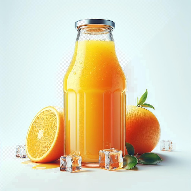 PSD hyperrealistic healthy fruit nutrition apple juice orange juice illustration transparent background