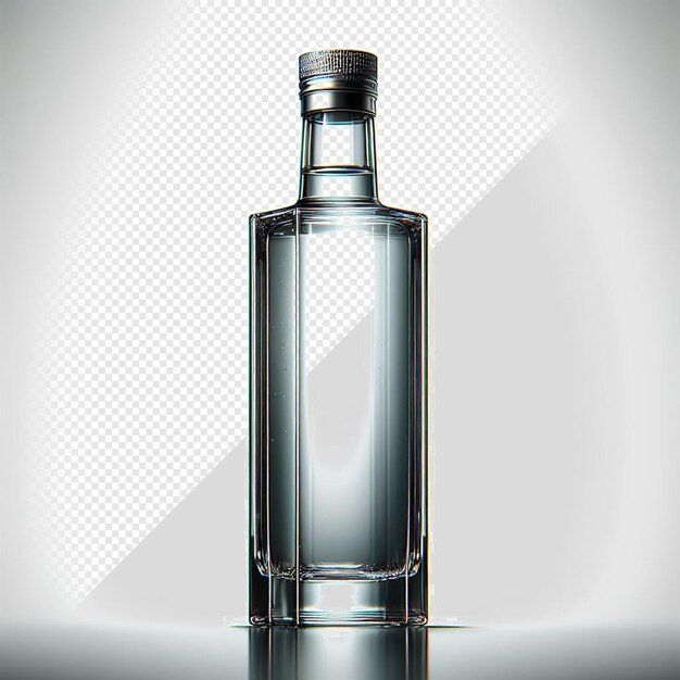 PSD hyperrealistic illustration bottle of finest vodka isolated on transparent background mockup