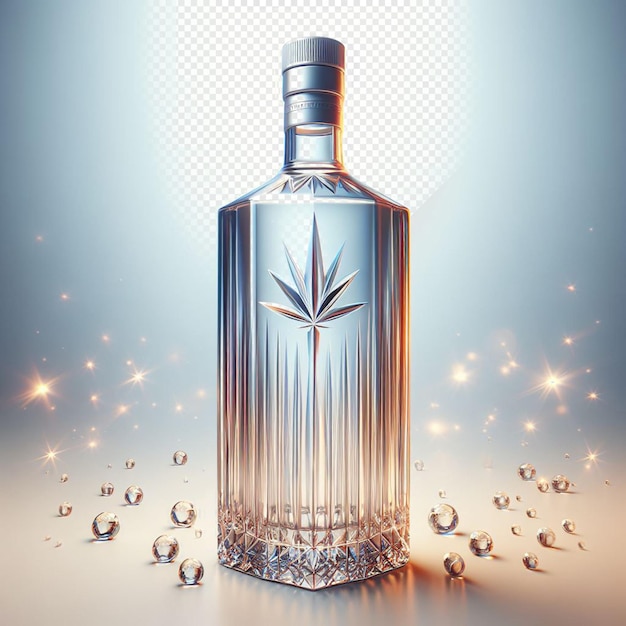 PSD hyperrealistic illustration bottle of finest vodka isolated on transparent background mockup