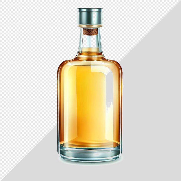 PSD hyperrealistic illustration bottle of finest whisky isolated on transparent background mockup