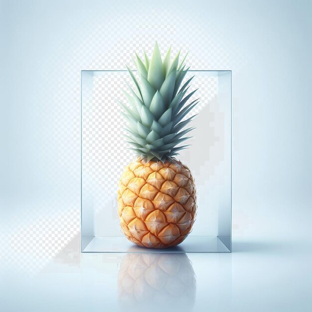 PSD hyperrealistic image colorful fresh tropical exotic golden pineapple isolated transparent background