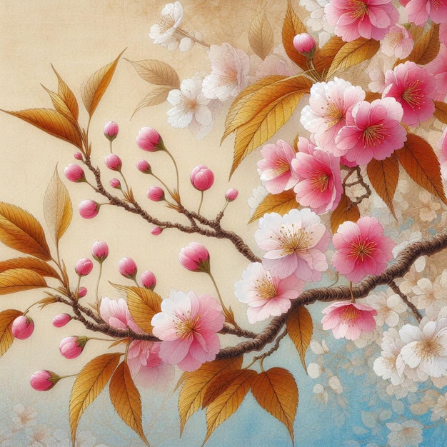 PSD ハイパーリアルな日本の桜の花 春の祭り 背景 ポスター 自然 写真