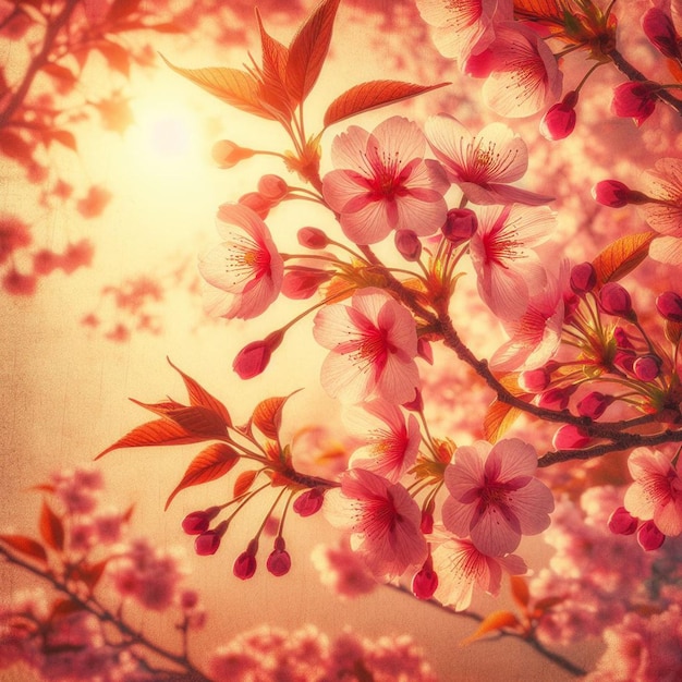 PSD iperrealista giapponese sakura fiori di ciliegio festa primaverile sfondo poster natura pic
