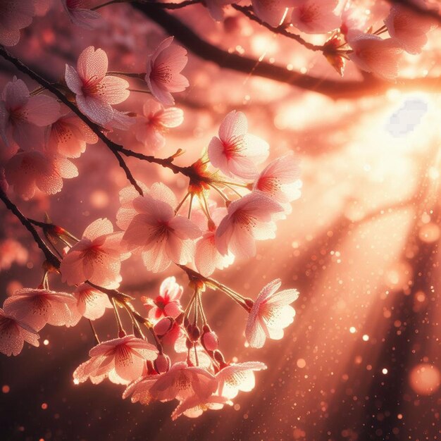 Hyperrealistic japanese sakura cherry blossoms springtime festival background poster nature pic