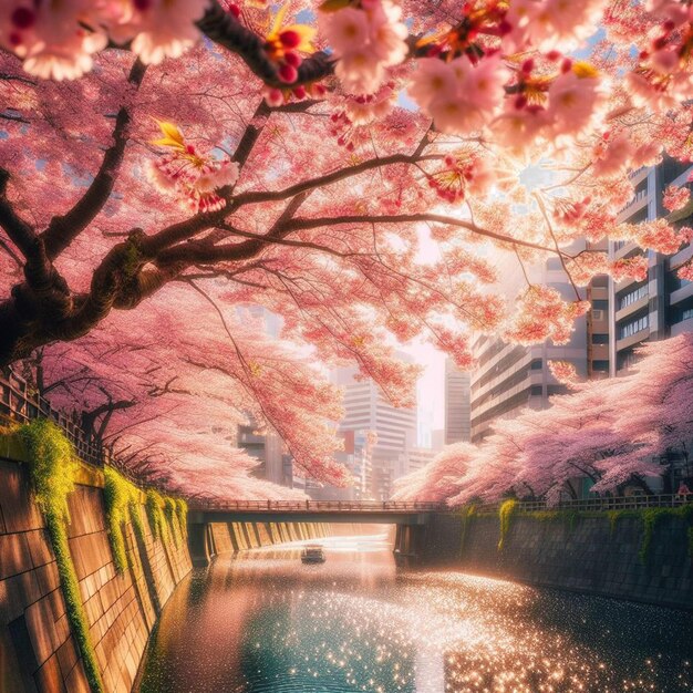 ハイパーリアルな日本の桜の花 春の祭り 背景 ポスター 自然 写真