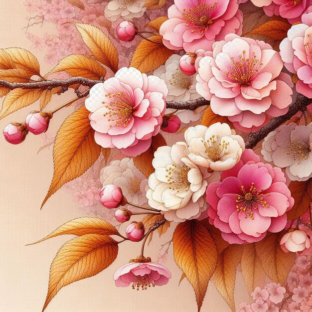 PSD hyperrealistic japanese sakura cherry blossoms springtime festival background poster nature pic