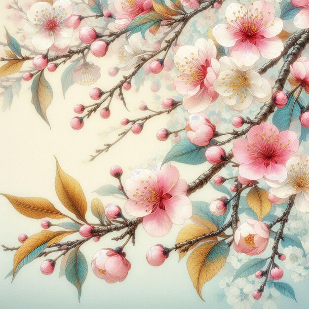 PSD hyperrealistic japanese sakura cherry blossoms springtime festival background poster nature pic