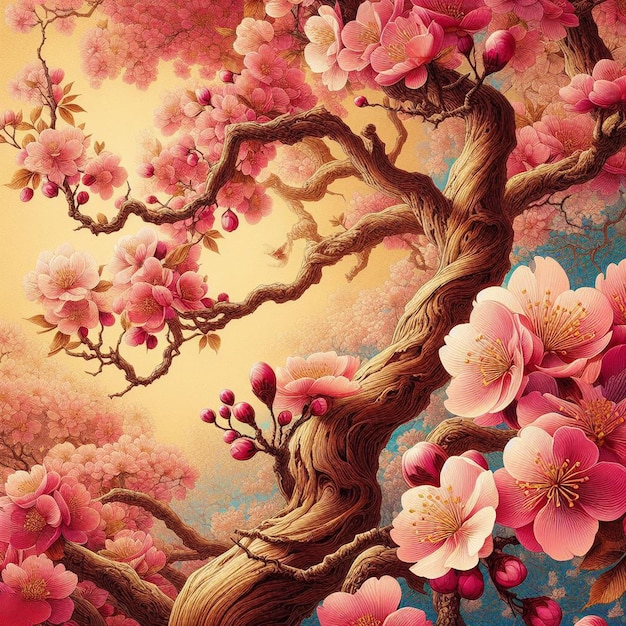 Hyperrealistic japanese sakura cherry blossoms springtime festival background poster nature pic