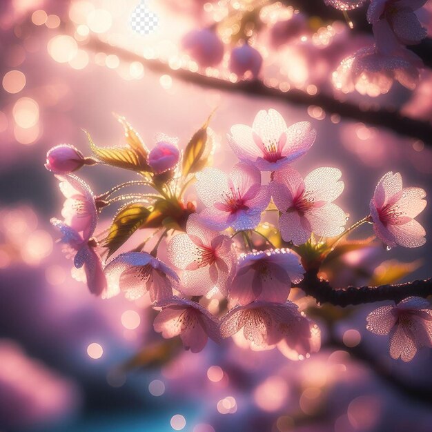 PSD Гиперреалистичный японский сакура вишня цветет весенний фестиваль фон плакат природа картинка