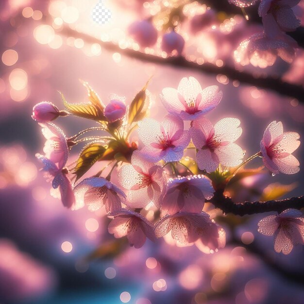 PSD hyperrealistic japanese sakura cherry blossoms springtime festival background poster nature pic