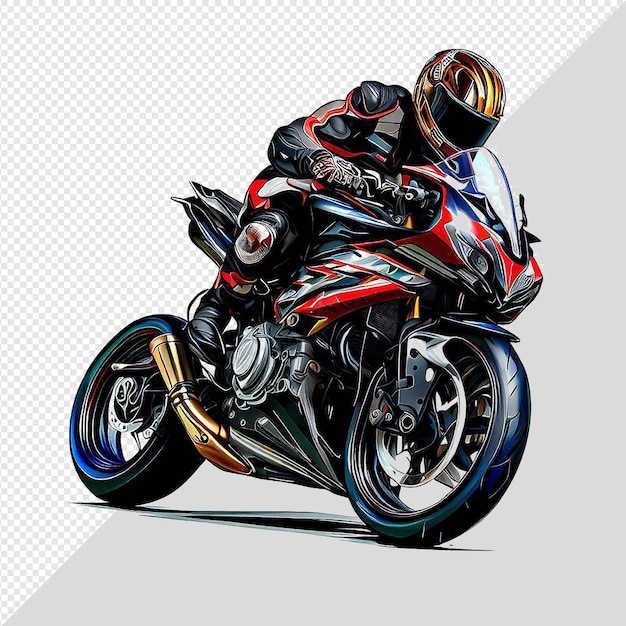 PSD hyperrealistic motorbike sport bike racing driver isolated transparent background illustration pic