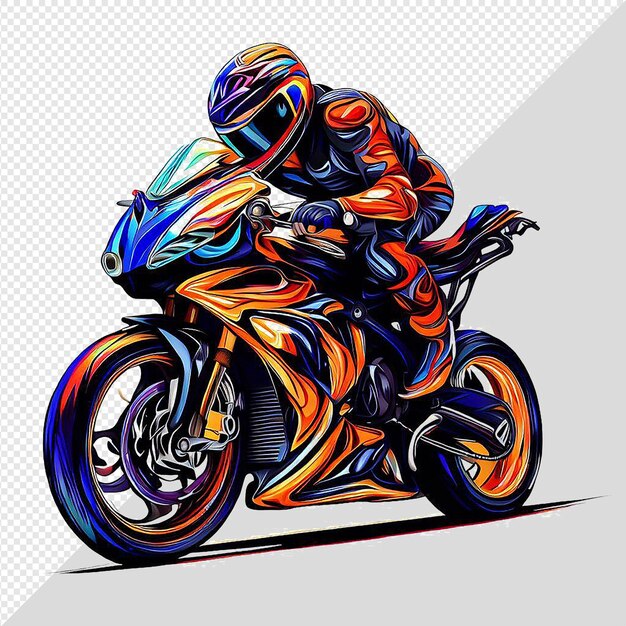 Hyperrealistic motorbike sport bike racing driver isolated transparent background illustration pic