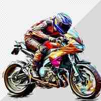 PSD hyperrealistic motorbike sport bike racing driver isolated transparent background illustration pic