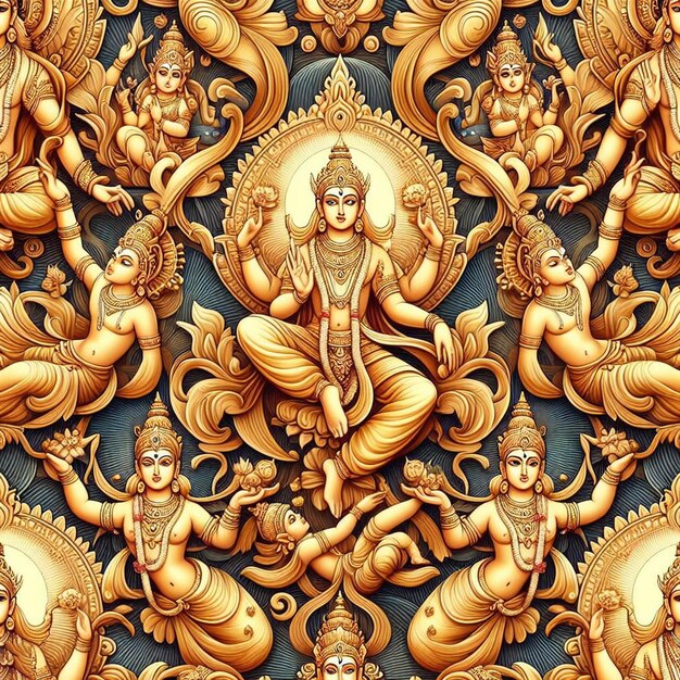 PSD hyperrealistic pattern of hindu god rama navami illustration