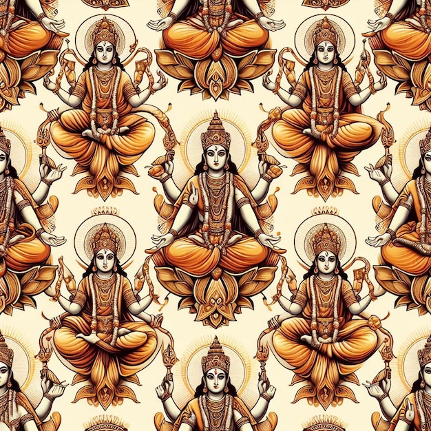 PSD hyperrealistic pattern of hindu god rama navami illustration