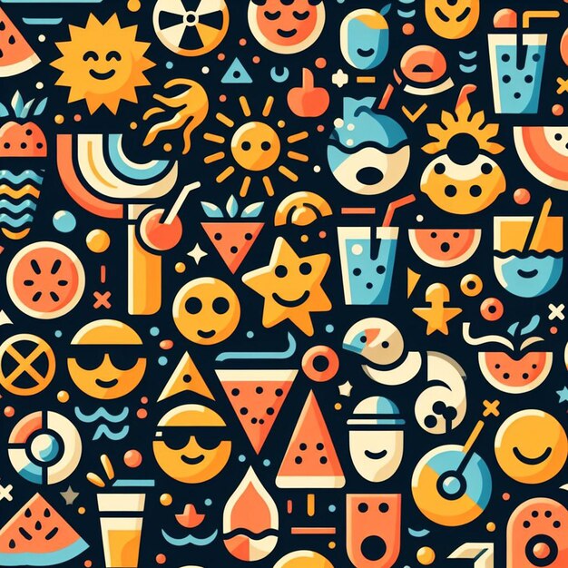 Hyperrealistic pattern of smily emoticon emoji avatar fancy design seamless fabric texture