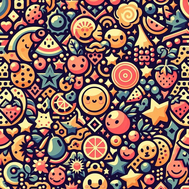 PSD hyperrealistic pattern of smily emoticon emoji avatar fancy design seamless fabric texture