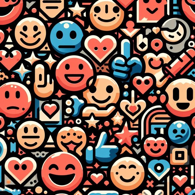 PSD hyperrealistic pattern of smily emoticon emoji avatar fancy design seamless fabric texture