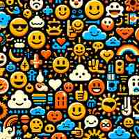 PSD hyperrealistic pattern of smily emoticon emoji avatar fancy design seamless fabric texture