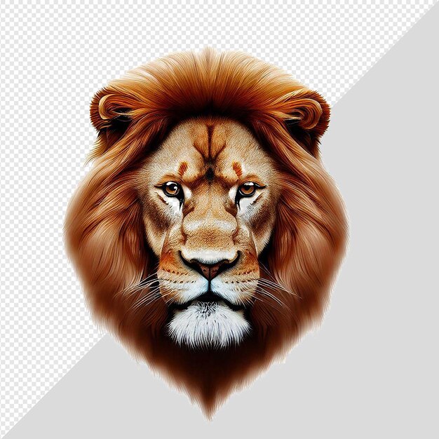 Hyperrealistic portrait of a lion face animal wildlife nature isolated transparent background