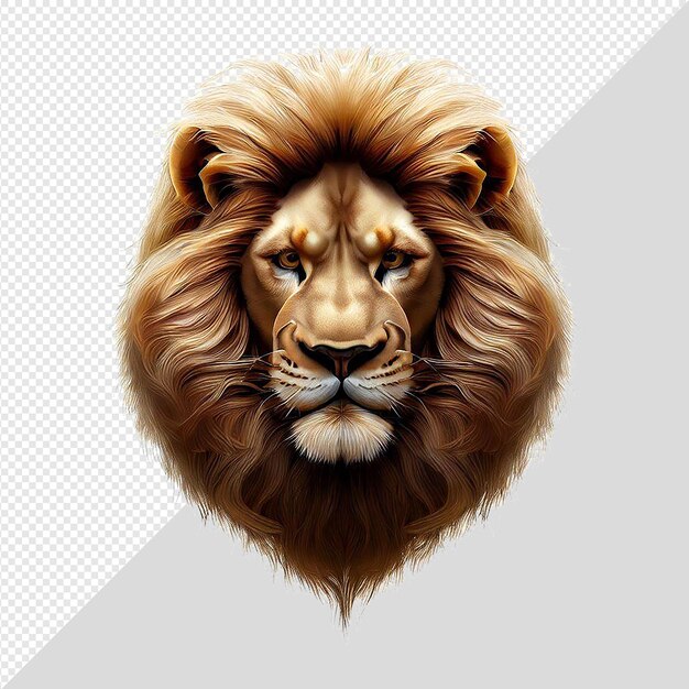 Hyperrealistic portrait of a lion face animal wildlife nature isolated transparent background