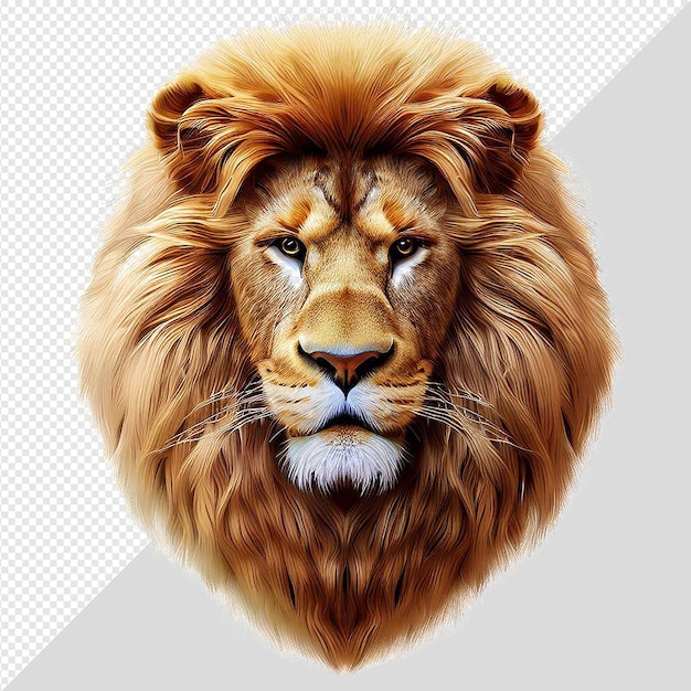 PSD hyperrealistic portrait of a lion face animal wildlife nature isolated transparent background