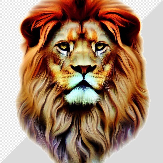 PSD hyperrealistic portrait of a lion face animal wildlife nature isolated transparent background