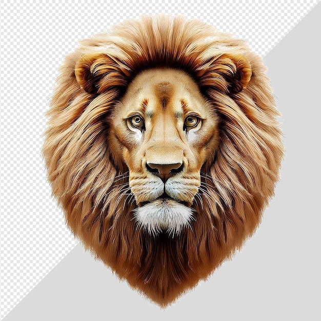 PSD Гиперреалистический портрет львиного лица дикая природа животных изолированный прозрачный фон