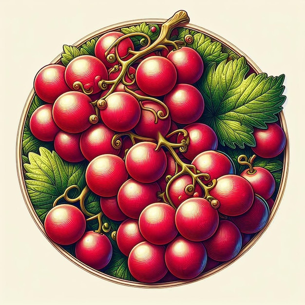 Hyperrealistic red vibrant winegrape grapes isolated transparent background