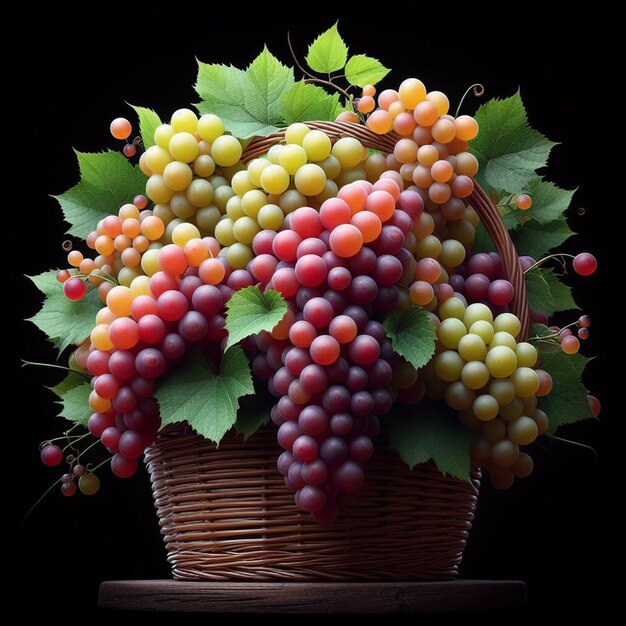 PSD hyperrealistic red vibrant winegrape grapes isolated transparent background