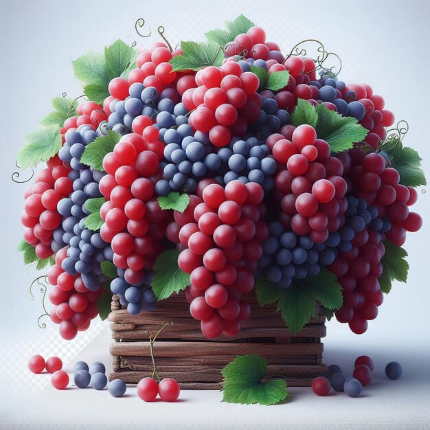 Гиперреалистический красный яркий виноград изолированный прозрачный фон