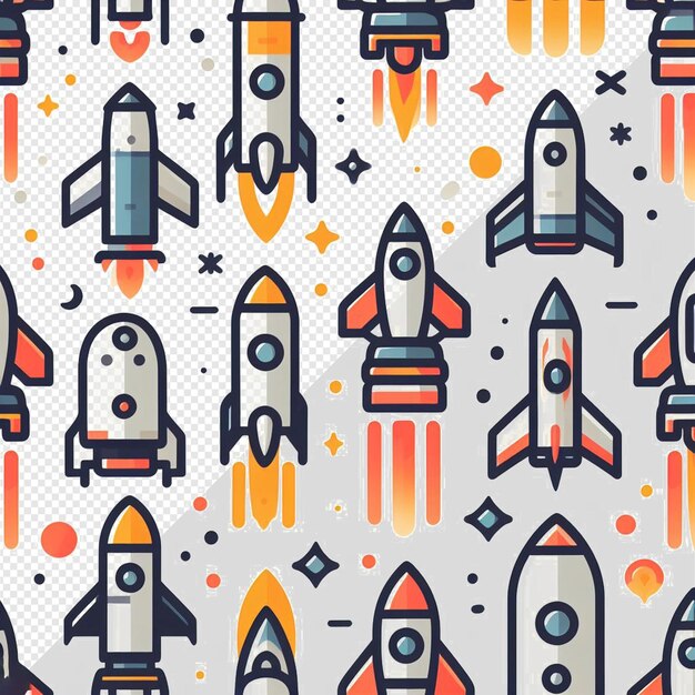 PSD hyperrealistic seamless space colorful vector pattern texture fabric rockets ufo astronauts alien