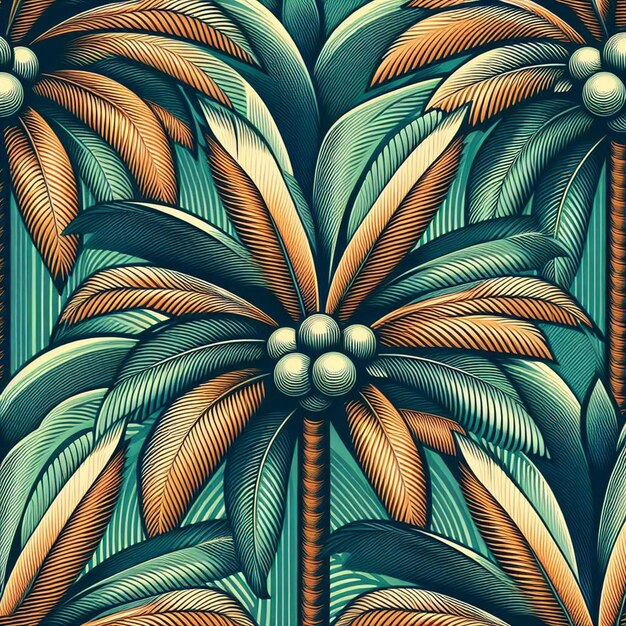 PSD hyperrealistic tropical exotic colorful coconut palm tree beach pattern transparent background pic