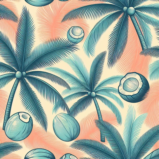 PSD Гиперреалистичный тропический экзотический красочный кокосовый пальмовый рисунок на пляже прозрачный фон